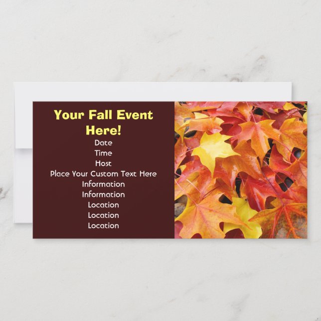 Fall Event custom Invitations Cards Events Leaves (Front)