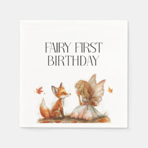 Fall Fairy First Birthday Thank You with a Fox Napkin