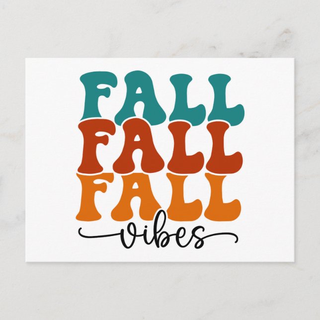 Fall Fall Fall Vibes Calligraphy Script  Postcard (Front)