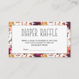 Fall Fall Floral Diaper Raffle Enclosure Card