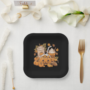 Fall Family Halloween Thanksgiving Cute Autumn Paper Plate