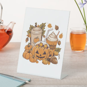 Fall Family Halloween Thanksgiving Cute Autumn Pedestal Sign