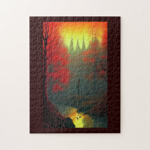 Fall fantasy world sword in soil fire trees jigsaw puzzle