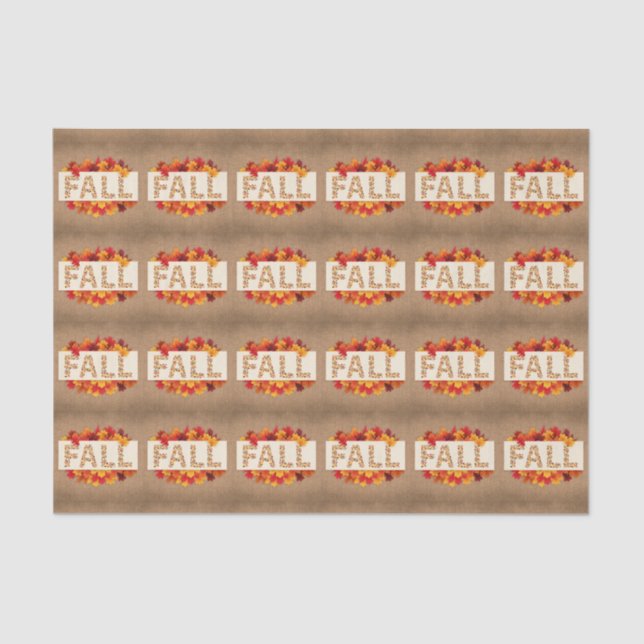 Fall Farmhouse Colourful Autumn Leaves on Burlap  Tissue Paper (Front)