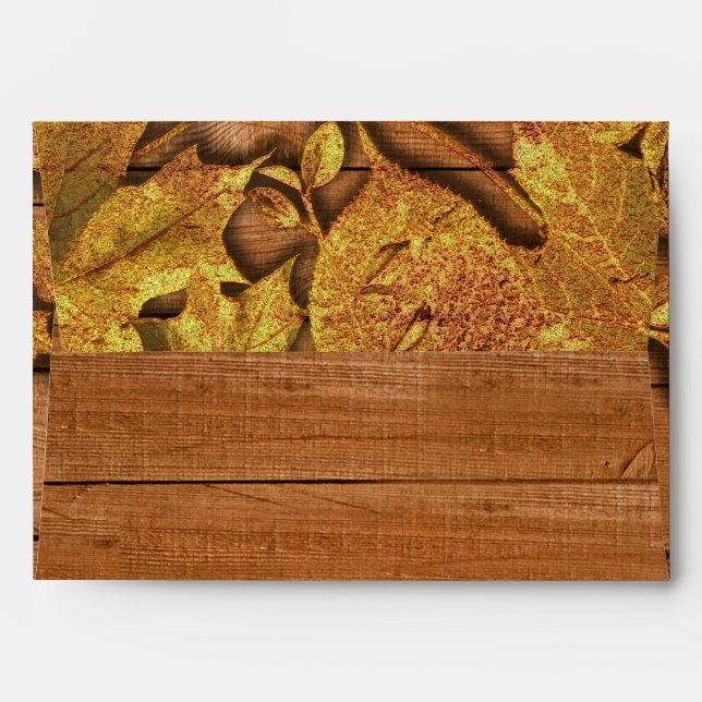 Fall Faux Gold Leaf Art Elegant Autumn Invitation Envelope (Back (Top Flap))