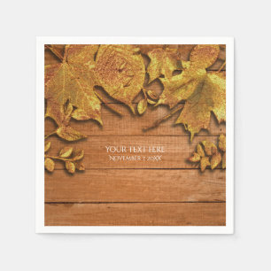 Fall Faux Gold Leaf Art Elegant Autumn Napkin