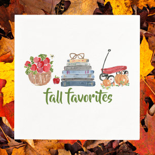 Fall Favorites Apples Books Red Wagon Pumpkins Napkin