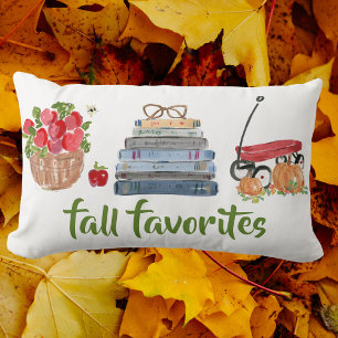 Fall Favourites Apples Books Red Wagon Pumpkins Lumbar Pillow