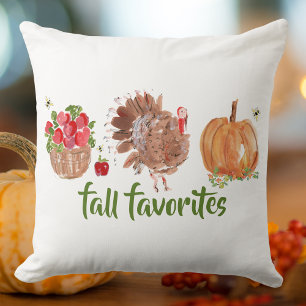 Fall Favourites Apples Pumpkin Turkey  Throw Pillow