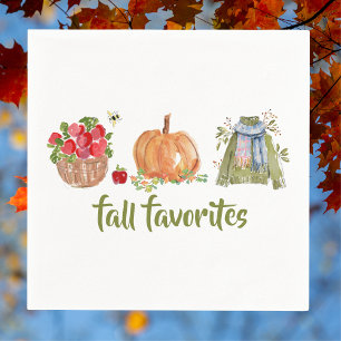 Fall Favourites Watercolor Apple Pumpkin Sweater  Napkin