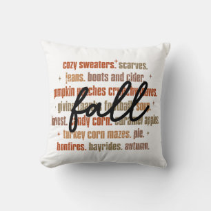 Fall Favourites Word Art Throw Pillow