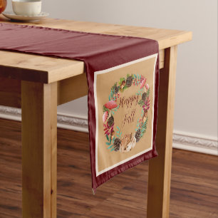 Fall fawn and nature with customizable text  medium table runner