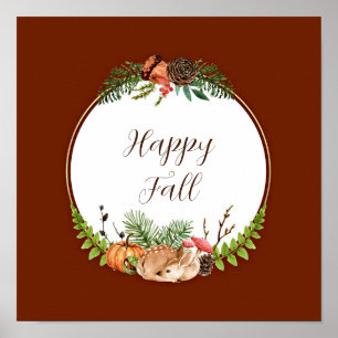 Fall fawn and nature with customizable text poster