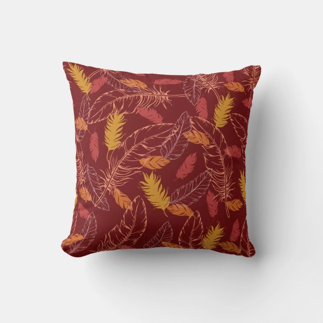 Fall Feathers Throw Pillow (Front)