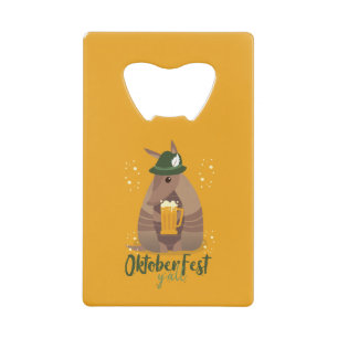 Fall Festival Beer Drinking Armadillo Texas  Credit Card Bottle Opener