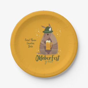 Fall Festival Beer Drinking Armadillo Texas  Paper Plate