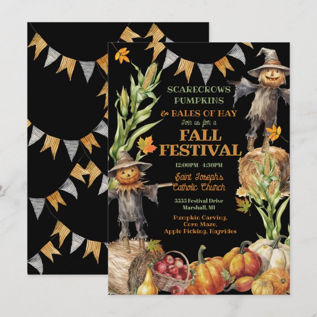 Fall Festival Block Party Religious Organization Invitation (Front/Back)