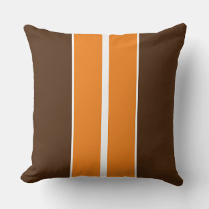 Fall Festival Orange Cocoa Brown Racing Stripes Throw Pillow