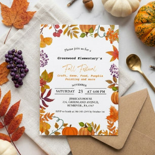 Fall Festival party bonfire School Community Event Invitation