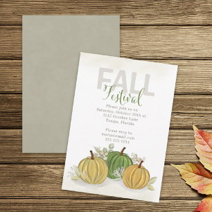 Fall Festival Watercolor Simple Pumpkin Gourd Invitation