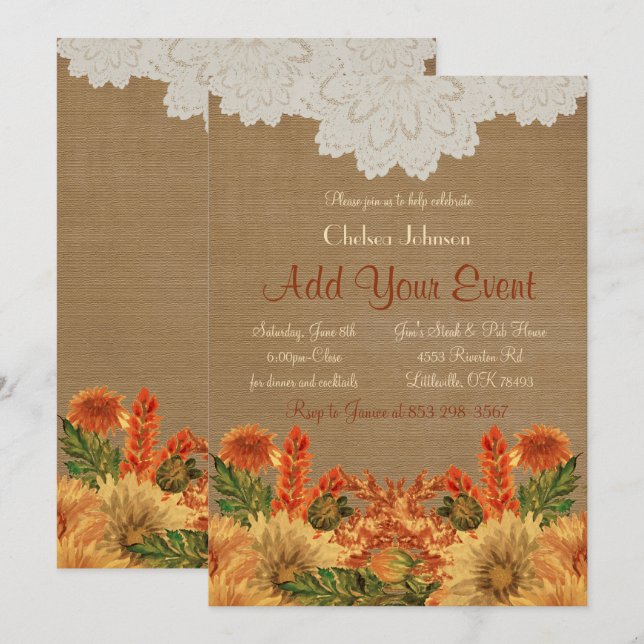 Fall Festive Party Invitation Template (Front/Back)