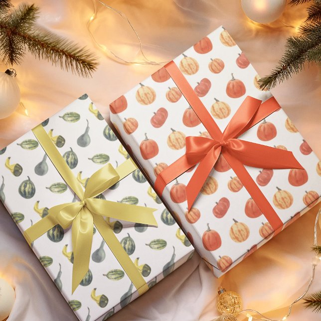 Fall Fete Autumn Party Colourful Pumpkins wrapping Paper Sheet (Creator Uploaded)