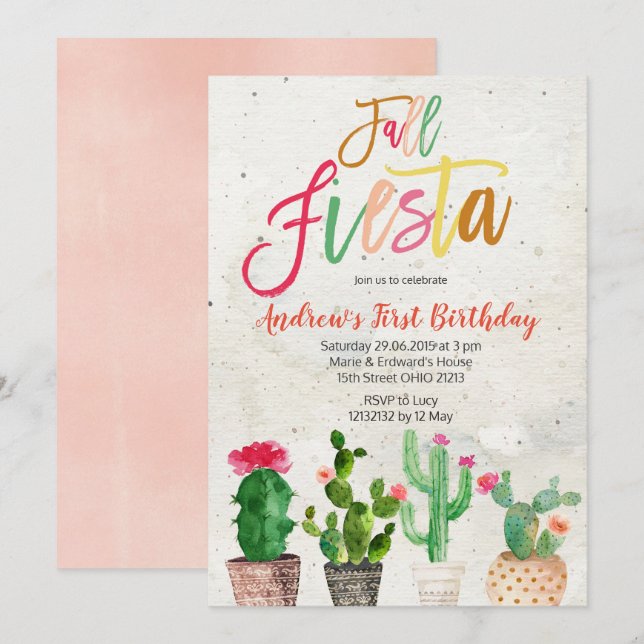 Fall Fiesta First Birthday invitation (Front/Back)