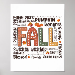 Fall Flannels Pumpkin Season Fall Vibes Autumn Tha Poster