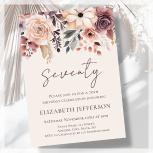 Fall Floral 70th Birthday Invitation