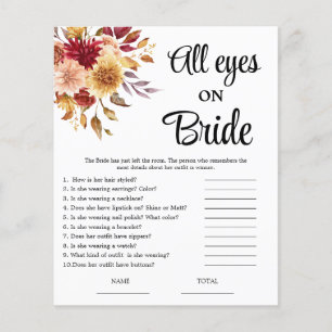 Fall Floral All eyes on Bride Bridal Shower Game