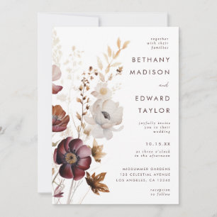 Fall Floral All-In-One Wedding Invitation