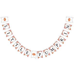 Fall Floral and orange Pumpkins baby shower  Bunting Flags