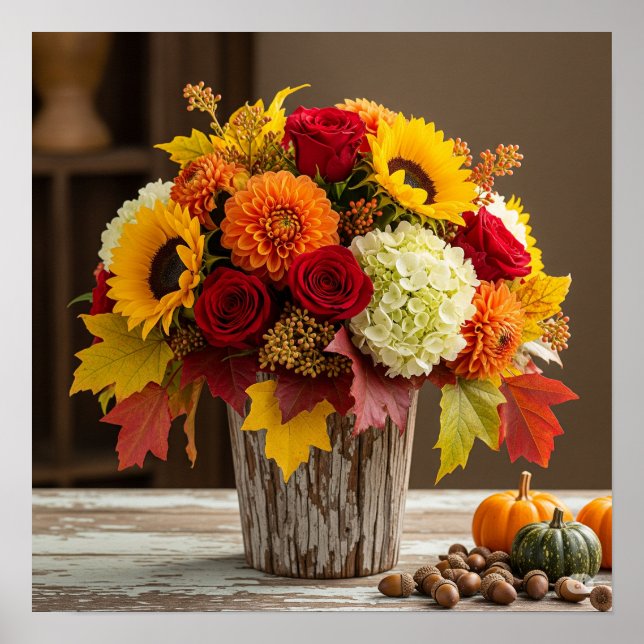Fall Floral Arrangement Graphic Poster (Front)