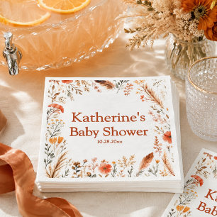 Fall Floral Baby Shower Napkin