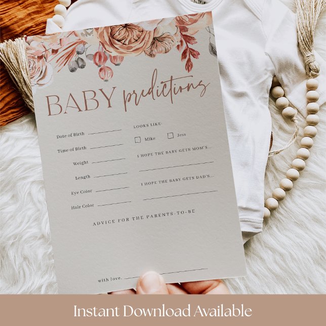 Fall Floral Baby Shower Predictions Game Card (Creator Uploaded)