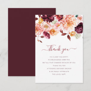 fall floral baby shower thank you card