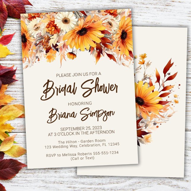 Fall Floral Beige Bridal Shower Invitation (Creator Uploaded)