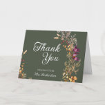 Fall Floral Boho Bridal Shower Folded Thank You Card<br><div class="desc">Thank your guests with these elegant Fall Boho Wildflower Floral Bridal Shower Thank You Cards.  Featuring beautiful earth tone wildflowers,  butterflies and background in mustard yellow,  terracotta,  blush,  purple and greens.  All text other than "Thank You" can be changed.</div>