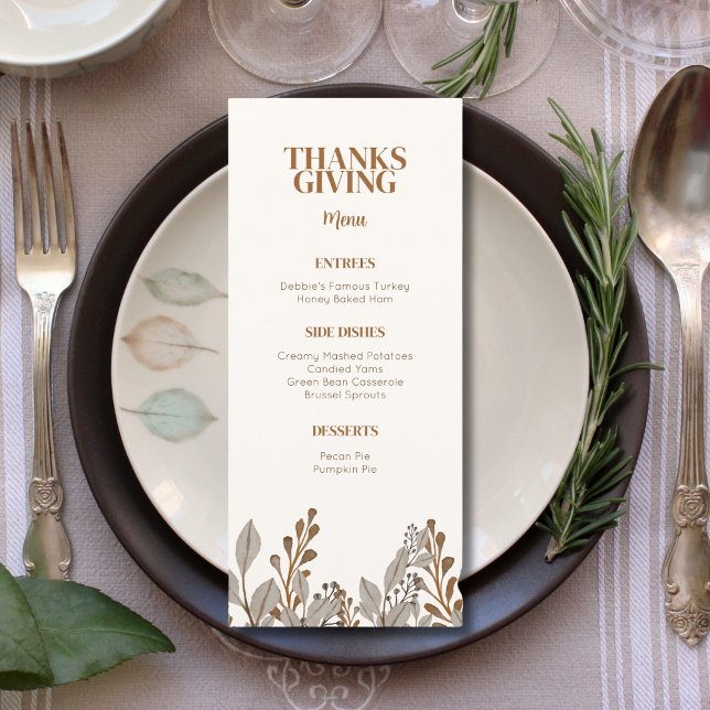Fall Floral Boho Thanksgiving Menu Template (Creator Uploaded)