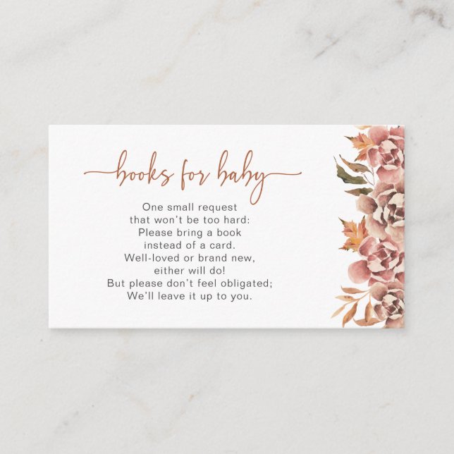 Fall Floral Books For Baby Enclosure Card (Front)