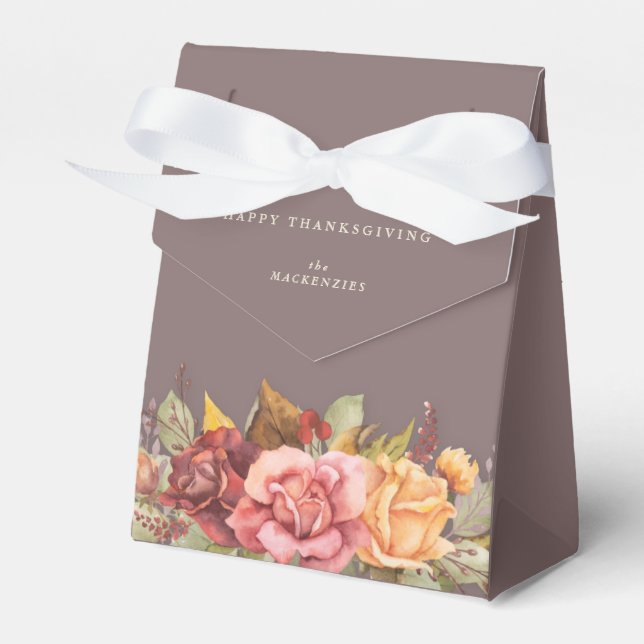 Fall Floral Border Thanksgiving Favor Box (Front Side)