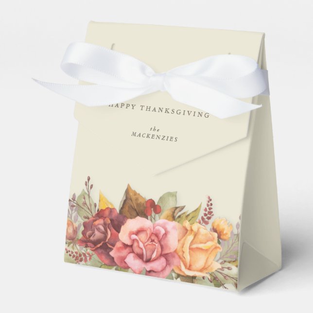 Fall Floral Border Thanksgiving Favor Box (Front Side)