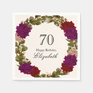 Fall Floral Border Womens 70th Birthday Invitation Napkin
