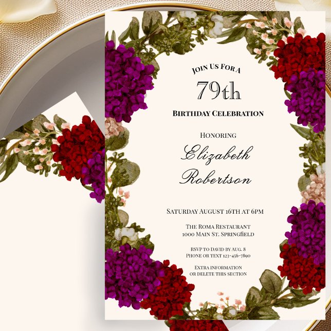 Fall Floral Border Womens 79th Birthday Invitation (Creator Uploaded)
