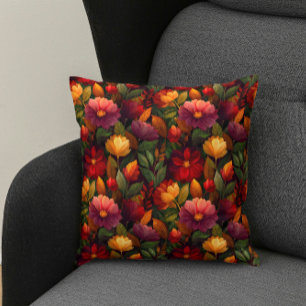 Fall Floral Botanical Decor - Autumn Design Throw Pillow