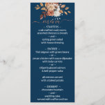 Fall Floral Bouquet Navy Blue Wedding Menu<br><div class="desc">Let your guests know what is on the menu for your wedding reception using this fall floral bouquet on navy blue wedding themed menu.</div>