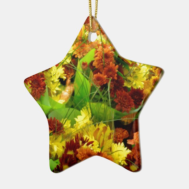 Fall Floral Bouquets Ceramic Ornament (Left)