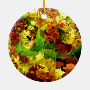 Fall Floral Bouquets Ceramic Ornament