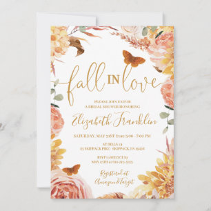 Fall Floral Bridal Shower Autumn Fall in Love  Invitation