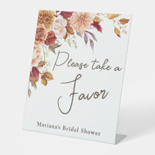 Fall Floral Bridal Shower Favour Pedestal Sign